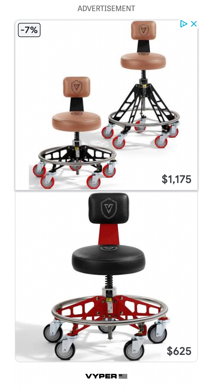 Vyper rolling chair display ad