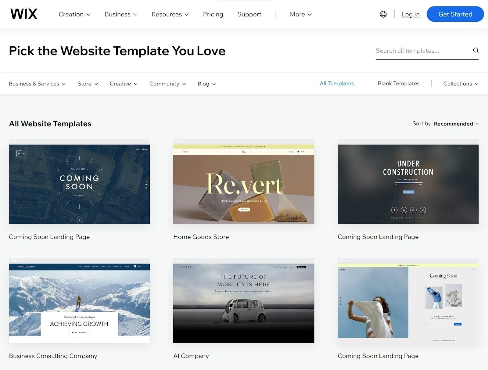 Wix landing page